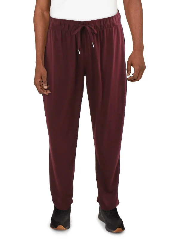 Mens Drawstring Hem High Rise Straight Leg Pants