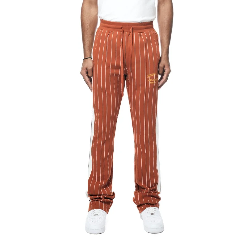 Pin Striped Varsity Track Pants - Cinnamon