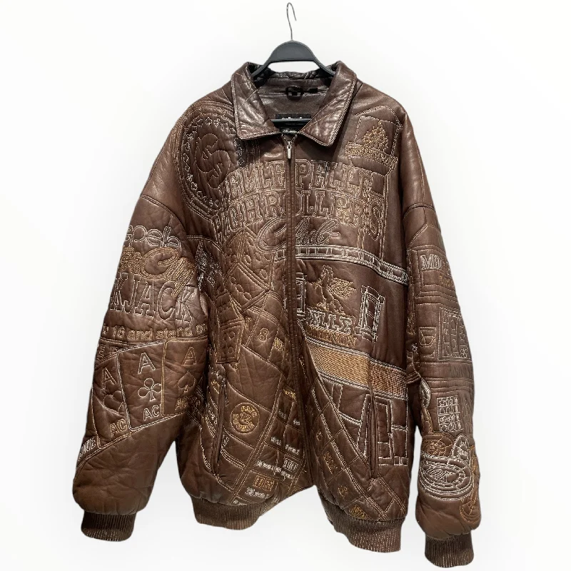 PELLE PELLE/Leather Jkt/XXL/Leather/BRW/All Over Print/HIGH ROLLERS