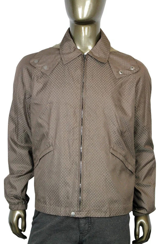 Gucci Men's Diamante Brown Polyamide Polyester Hooded Blouse Jacket