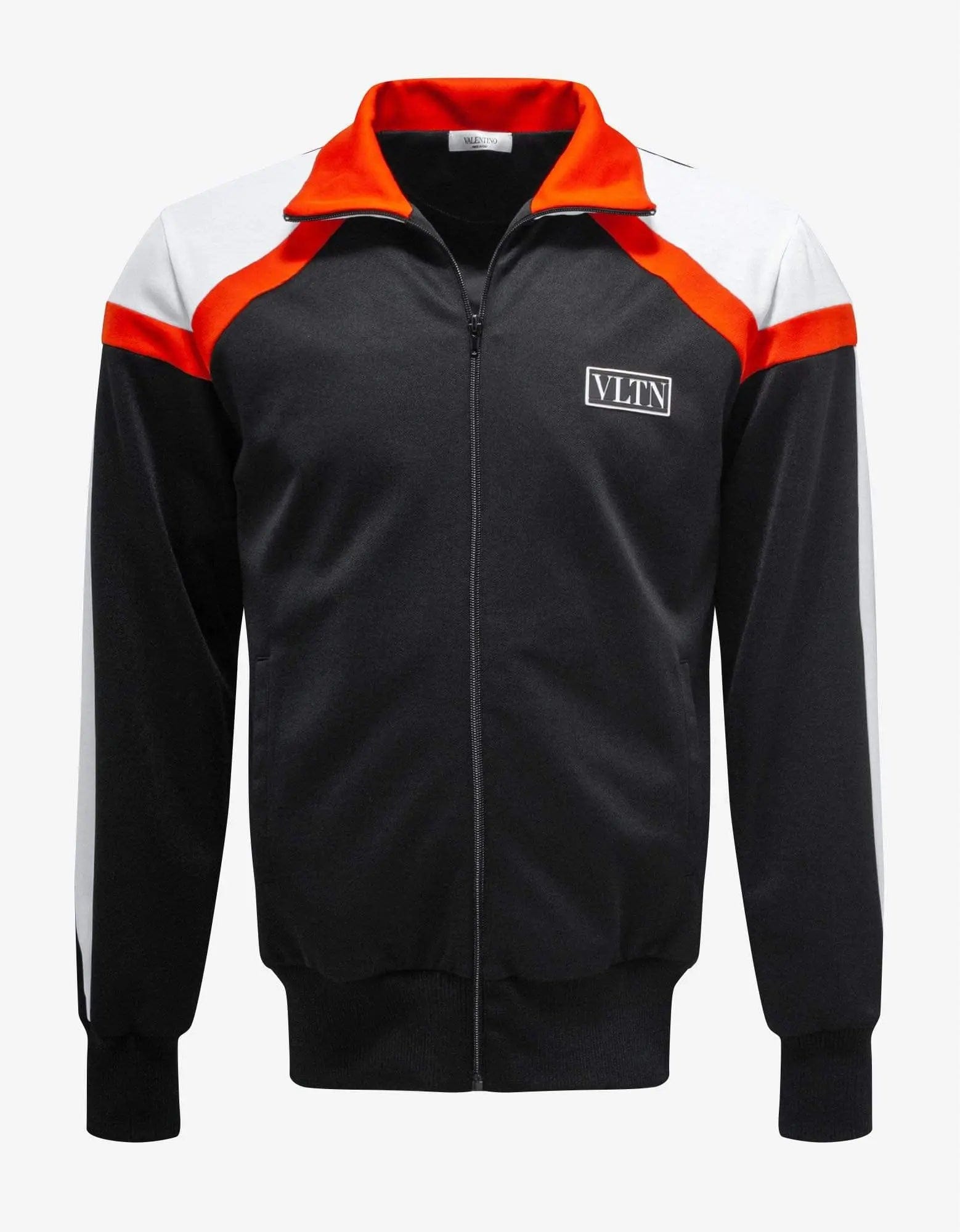 Valentino Garavani Black Track Jacket with Orange Stripes