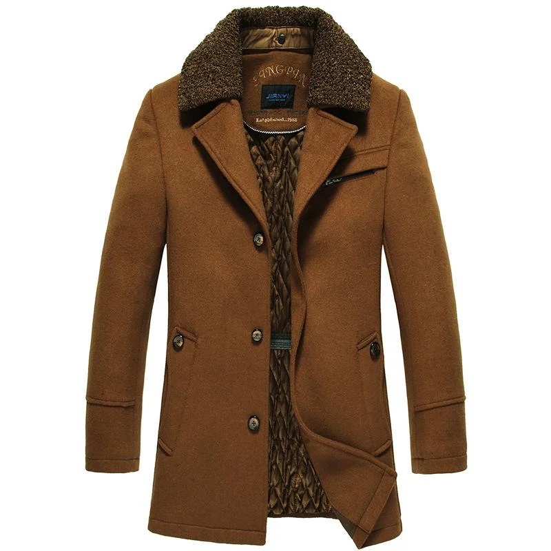 Men’s Detachable-Collar 40% Wool Coat