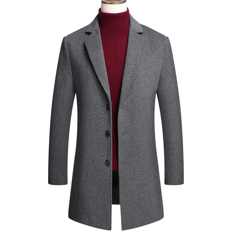 Men's Thicken Classic Business Wool Pea Coat