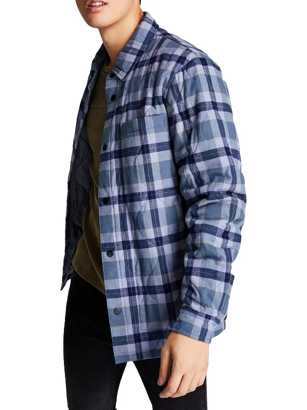 Mens Cotton Plaid Shirt Jacket