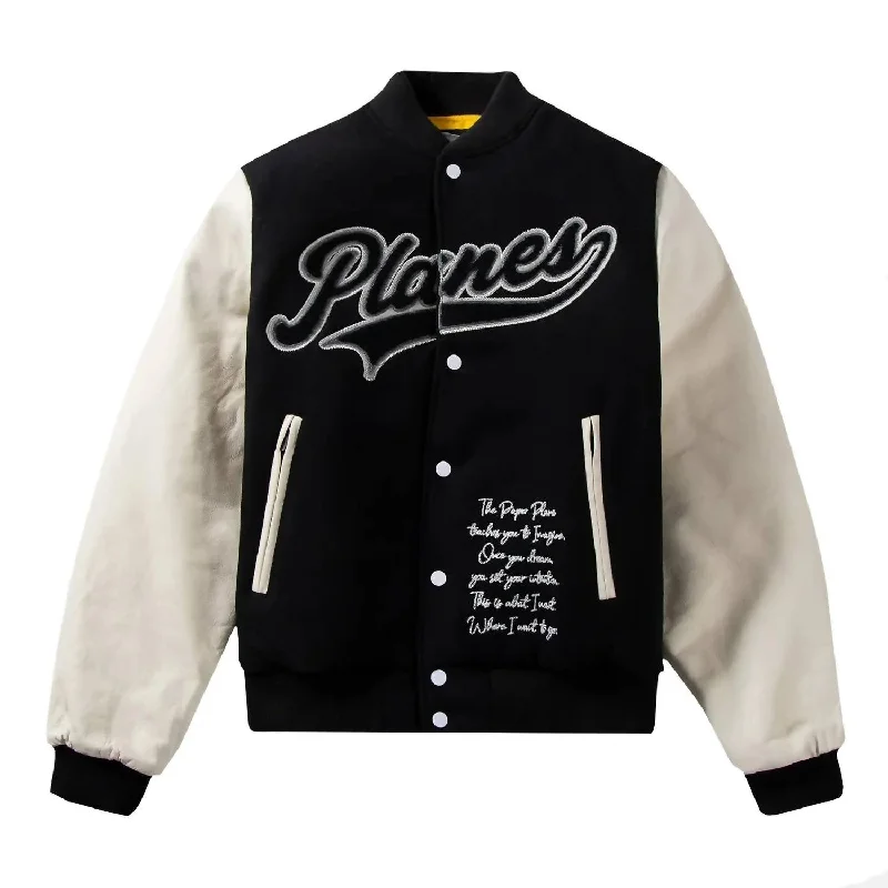 Men's Varsity Jacket In Black