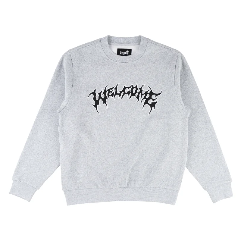 Barb Applique Crew - Heather Grey