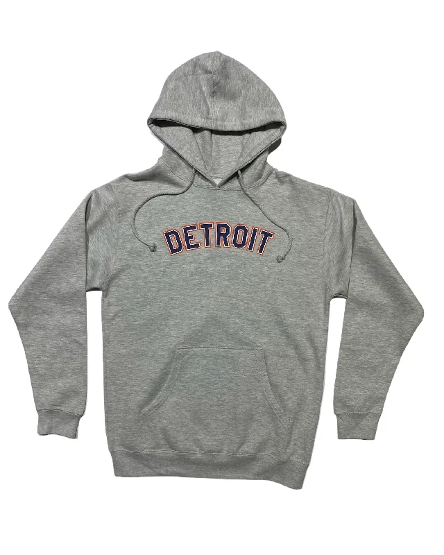 Ink Detroit -  Orange & Navy print on Athletic Grey Hoodie