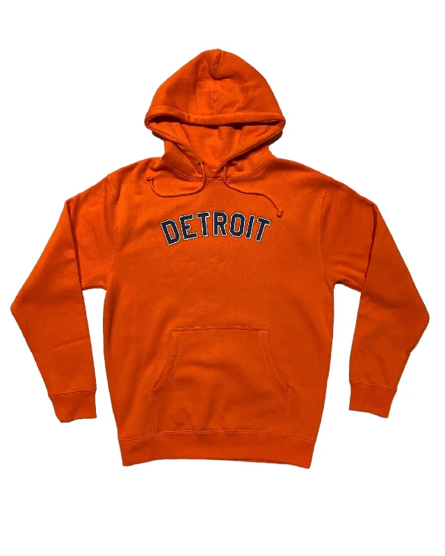 Ink Detroit - Orange & Navy print on Bright Orange Hoodie