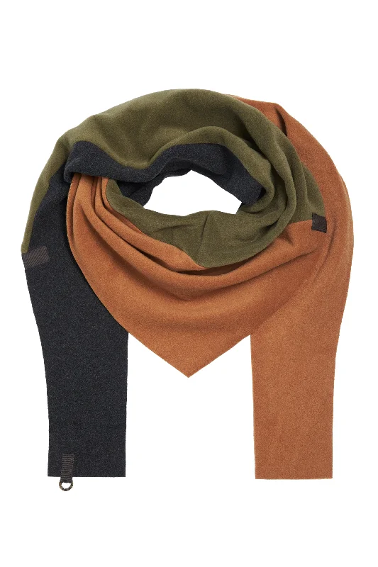 TRIANGLE SCARF NO WASTE - 4078NW - RUST/SOFT BLACK/MOSS