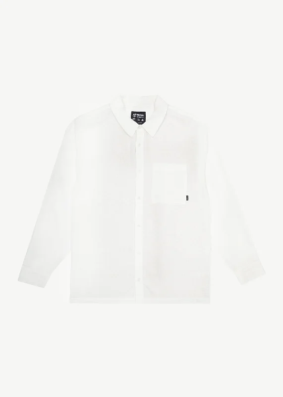 AFENDS Mens Everyday - Long Sleeve Shirt - White