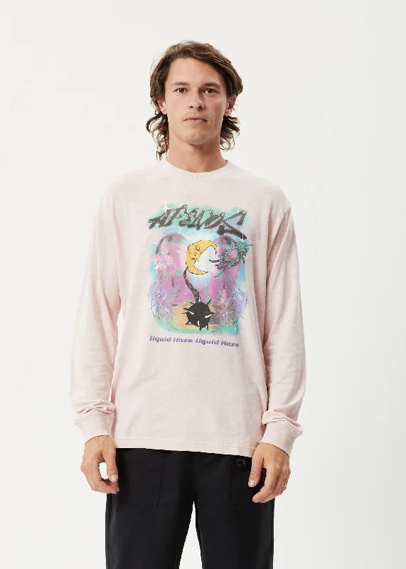 AFENDS Mens Liquid Haze - Long Sleeve Graphic T-Shirt - Lotus