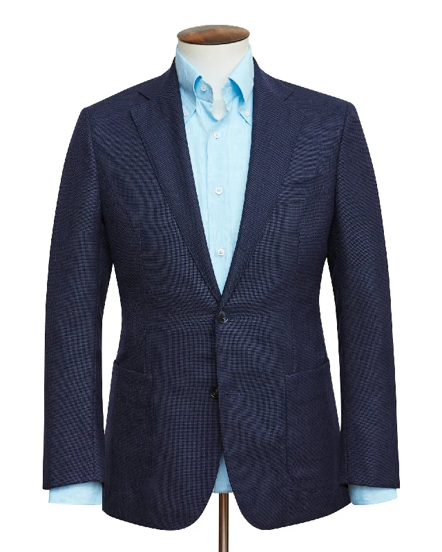 Mixed Blue Micro Basketweave Blazer