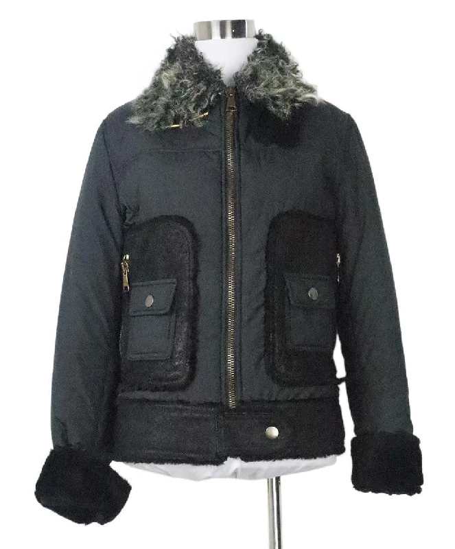 Dolce & Gabbana Black Jacket w/ Shearling Collar sz 2