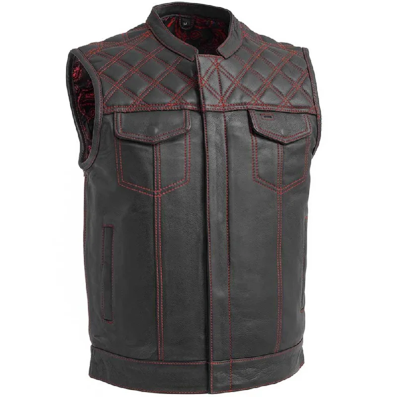 First Mfg Mens Downside Diamond Quilt Leather Vest