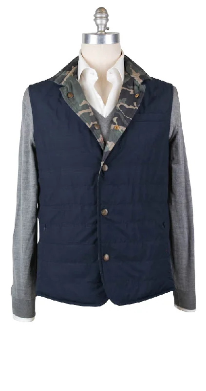 Luciano Barbera Navy Blue Reversible Vest - 40 US / 50 EU