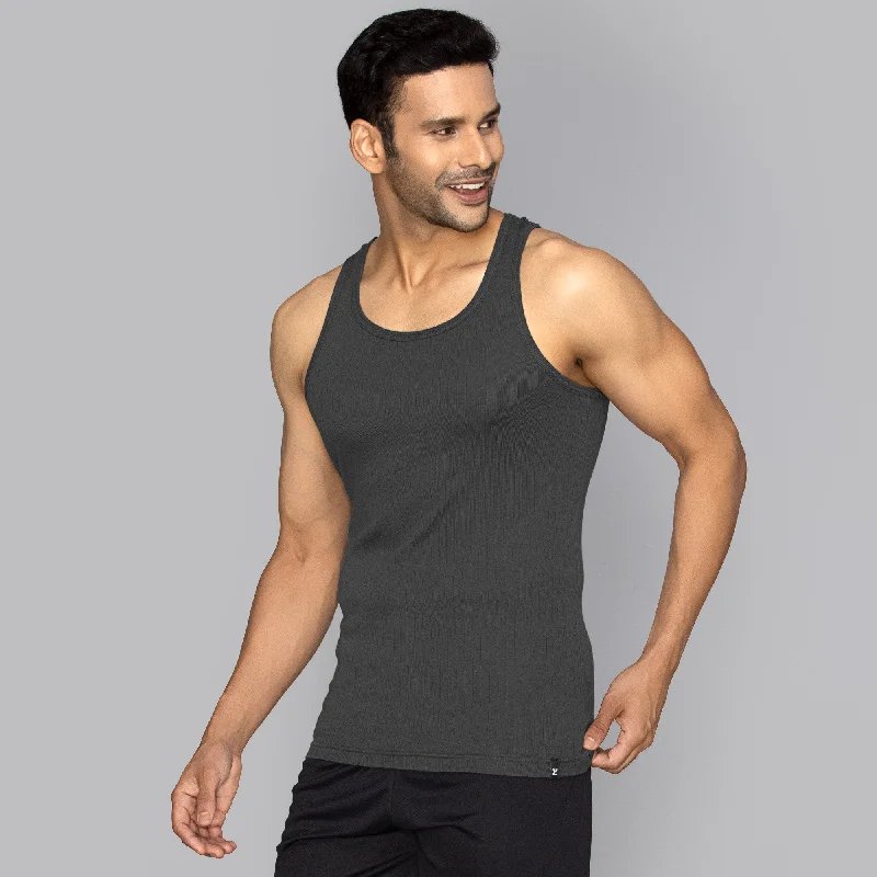 Nova Round Neck Racer Back Vest Graphite Grey