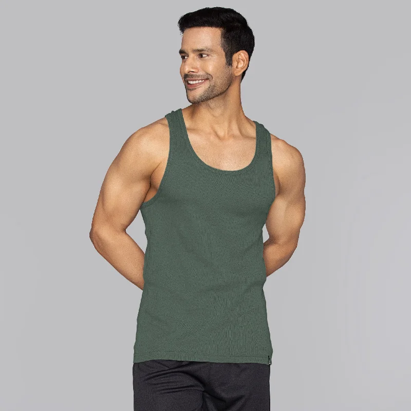 Nova Round Neck Racer Back Vest Olive Green