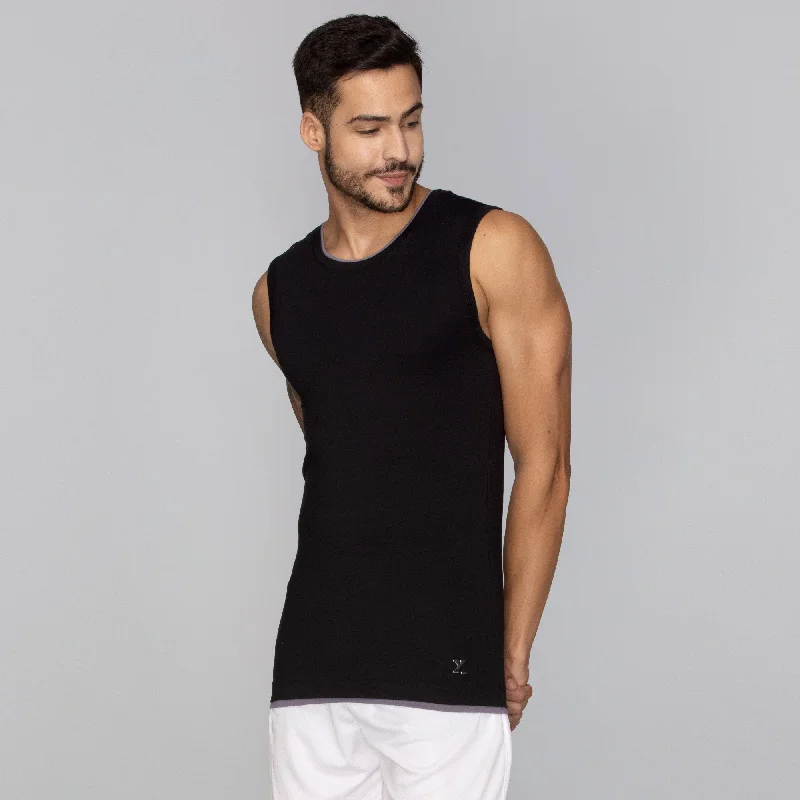 Activo Combed Cotton Gym Vest Black Knight