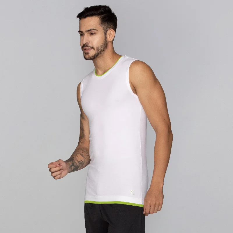 Activo Combed Cotton Gym Vest Polar White