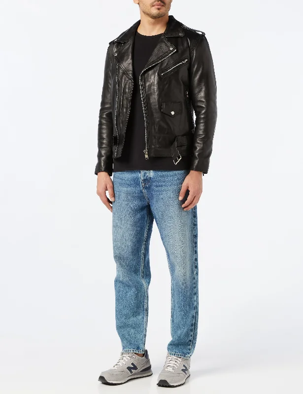 Men's Black Leather Biker