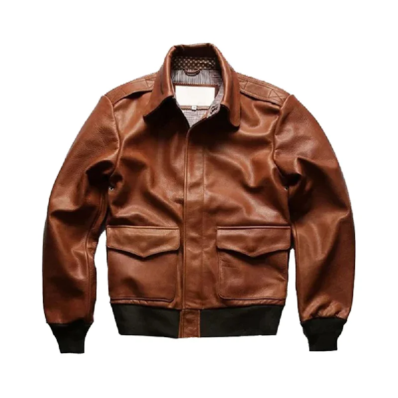 Mens New A2 Leather Sheepskin Flight Bomber Jacket