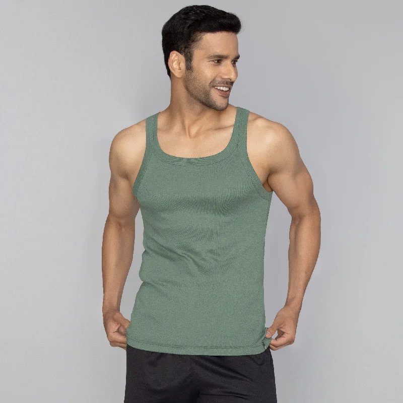 Pace Super Combed Cotton Vest Olive Green