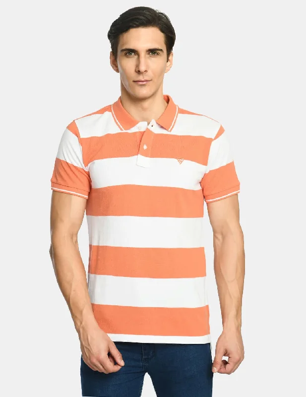 Men's Striped Polo Collar T-Shirt