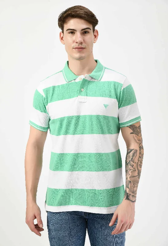 Men's Striped Regular Fit Polo Neck T-Shirt