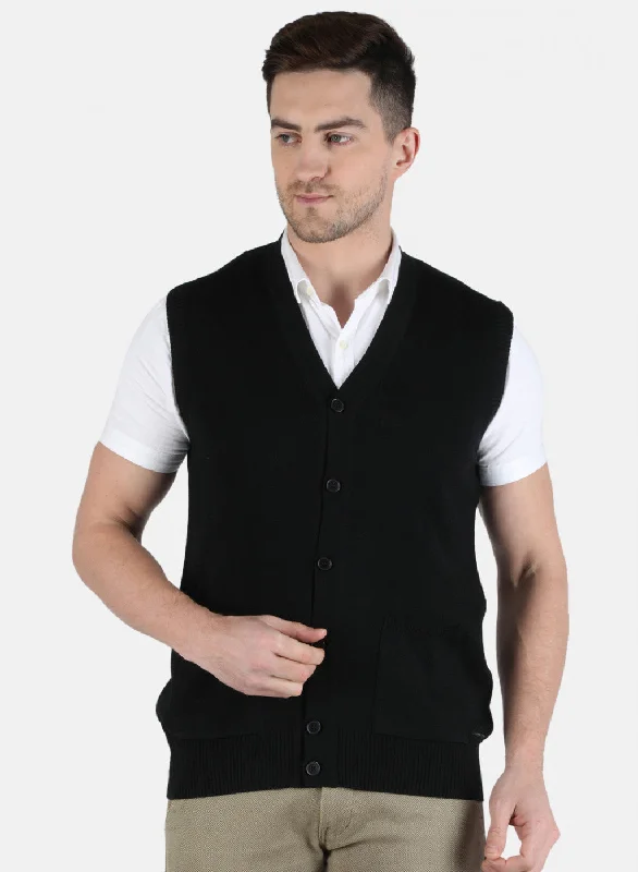 Men Black Solid Cardigan