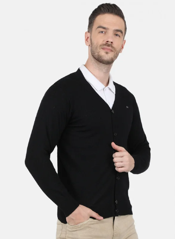 Men Black Solid Cardigan