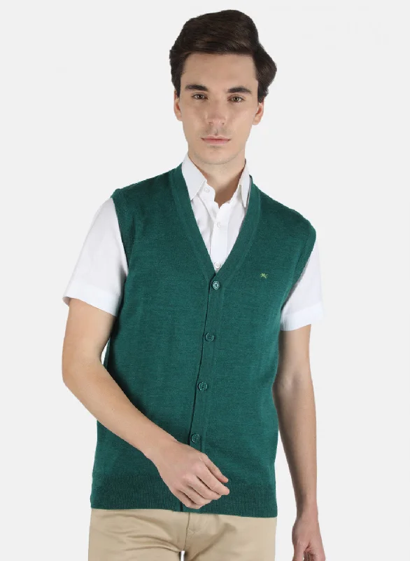 Men Green Solid Cardigan