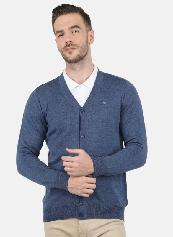 Men Grey Solid Cardigan