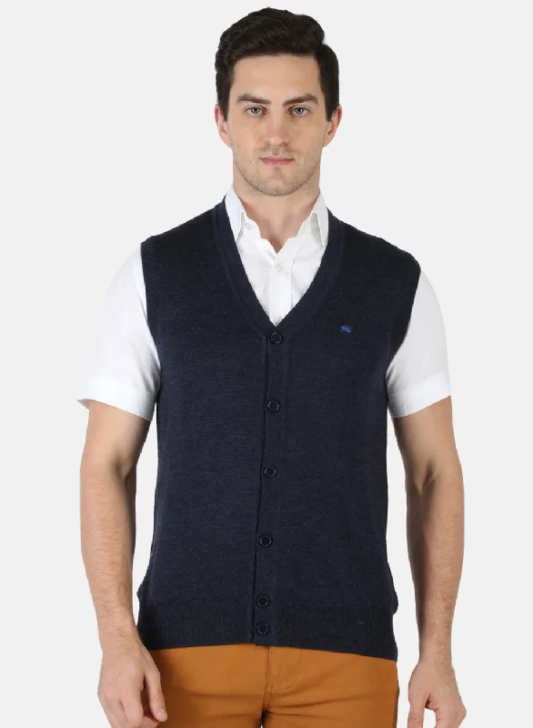 Men NAvy Blue Solid Cardigan