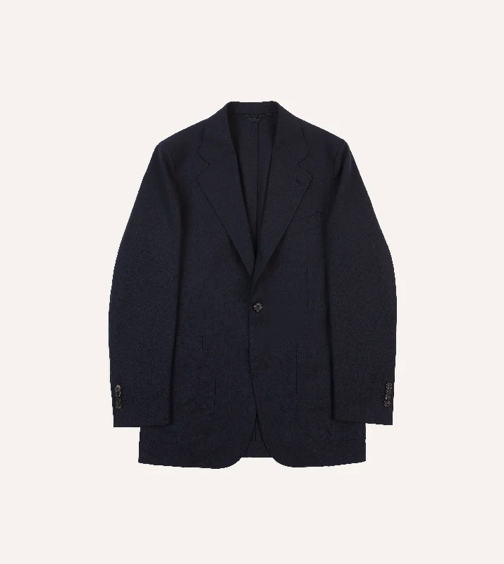 Navy Tropical Wool Tailored Jacket