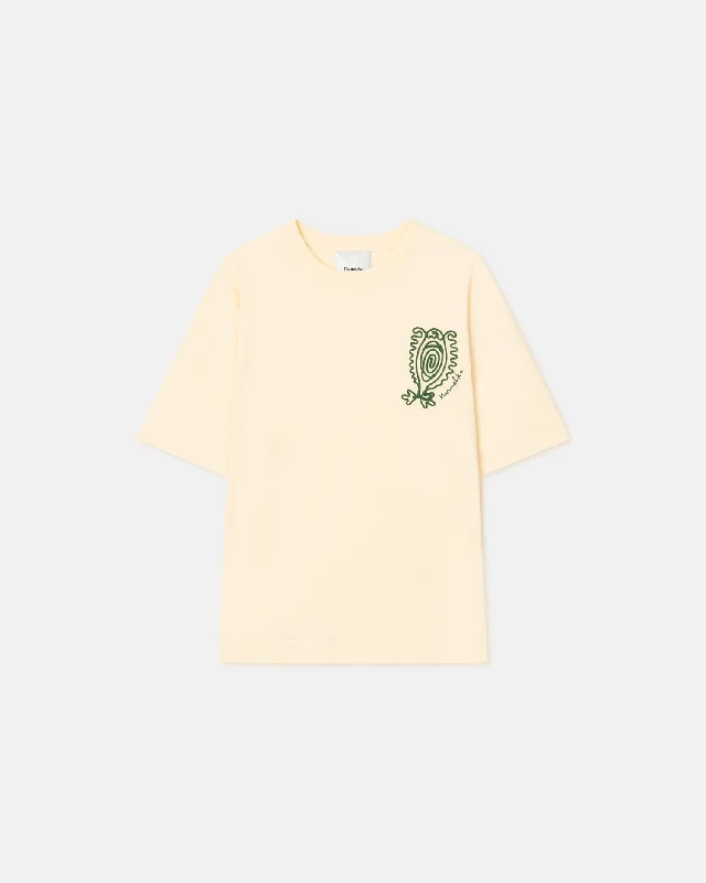 Wren - Embroidered Cotton-Jersey T-Shirt - Creme/Green