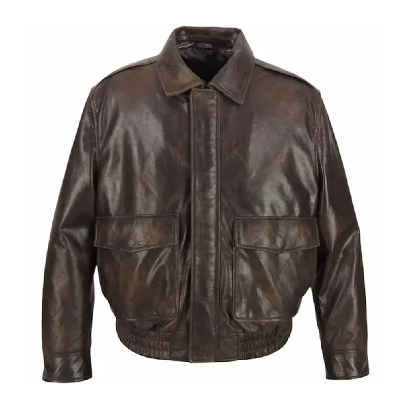 Sheepskin Brown A2 Flight Aviator Military Leather Bomber Jacket