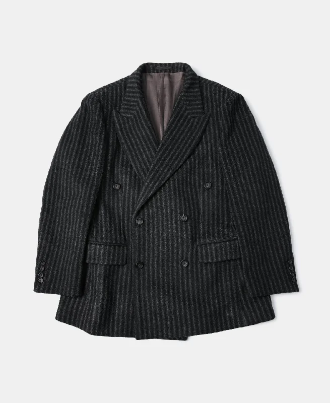 Peak Lapel Double Breasted Tweed Suit Jacket