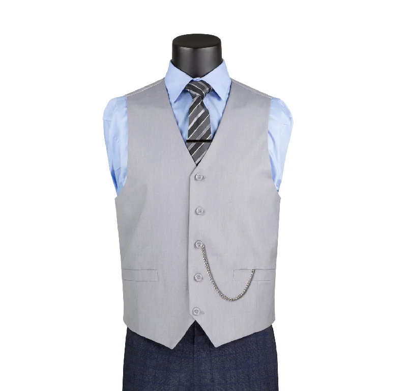 Terra Collection: Grey Solid Color Single Breasted Slim Fit Vest