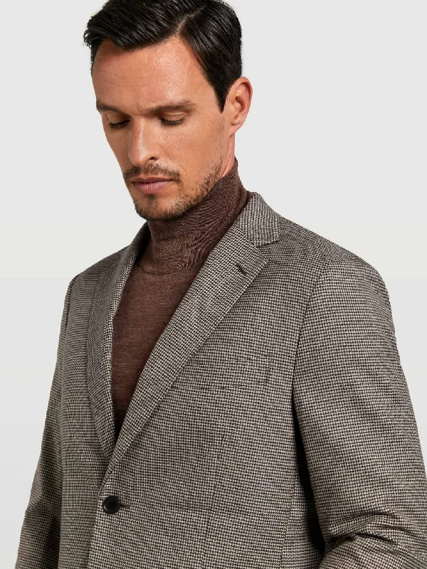 Unstructured houndstooth wool blazer